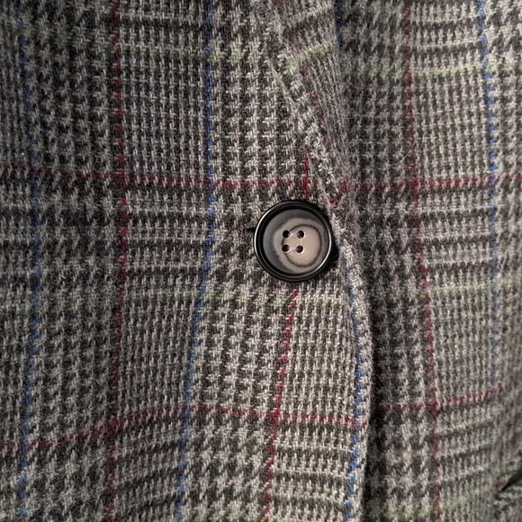 Sag Harbor Petite Wool Oversized Blazer Gray Plaid Tartan Vintage 6 Small 6P 0 - Picture 5 of 16